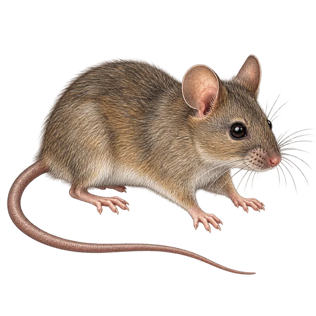 Detailed illustration of a house mouse