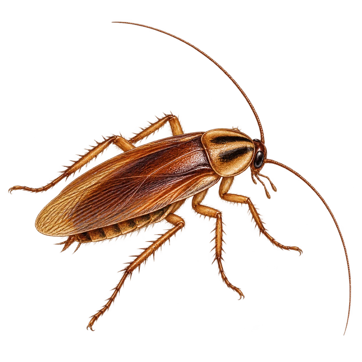 Detailed illustration of a German cockroach